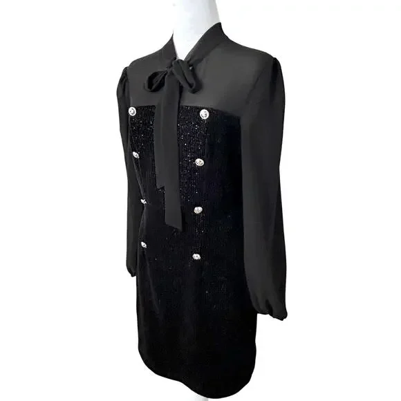 Coquette Y2K Inspired Small Sequin Preppy Dark Academia Quiet Luxury Lady Dress - Picture 4 of 8